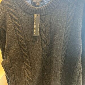 Banana Republic Gray Crewneck Sweater with Cable Knit Design